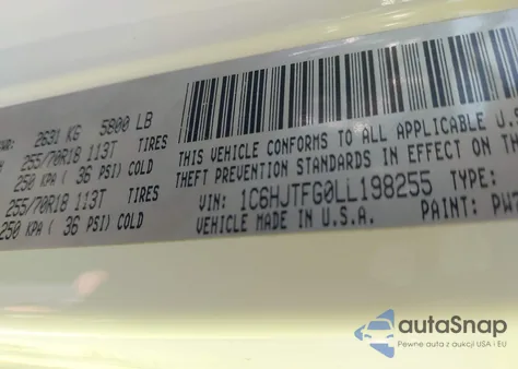 2020 Jeep Gladiator Overland from USA, damaged, VIN 1C6HJTFG0LL198255